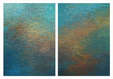 Peinture intitulée "Water, Diptych XXXV…" par Krzysztof Lozowski, Œuvre d'art originale, Acrylique
