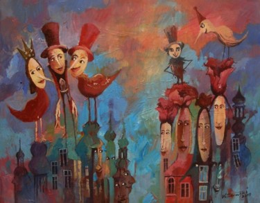 Картина под названием "Nieroztropne wieże" - Krzysztof Lozowski, Подлинное произведение искусства