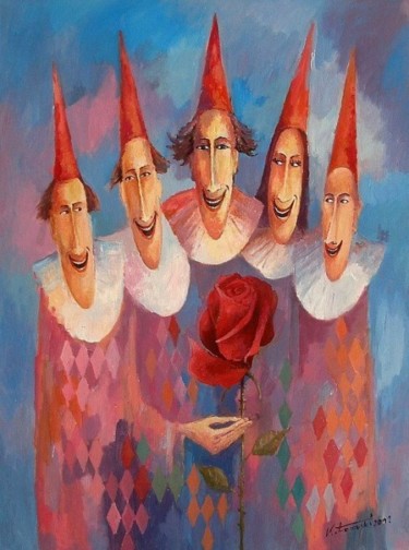 Schilderij getiteld "Zaczarowana róża dl…" door Krzysztof Lozowski, Origineel Kunstwerk
