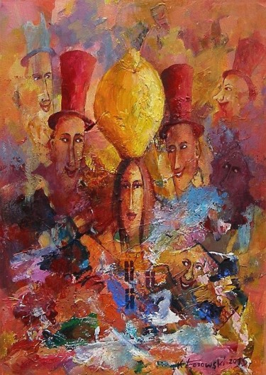 Painting titled "Pani cytrynka  / Mr…" by Krzysztof Lozowski, Original Artwork, Acrylic