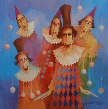 Schilderij getiteld "Czarodzieje" door Krzysztof Lozowski, Origineel Kunstwerk