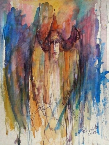 Painting titled "Anioł" by Krzysztof Lozowski, Original Artwork