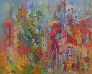Peinture intitulée "Okna miasta Łozowsk…" par Krzysztof Lozowski, Œuvre d'art originale, Huile