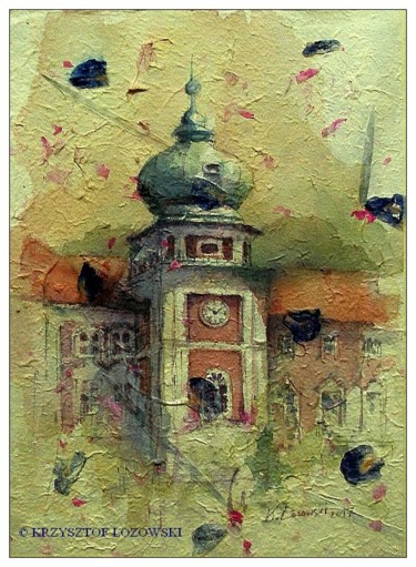 Pintura titulada "Zamek w Łańcucie" por Krzysztof Lozowski, Obra de arte original, Acuarela