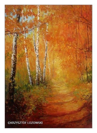 Painting titled "Jesien / Autumn" by Krzysztof Lozowski, Original Artwork, Acrylic
