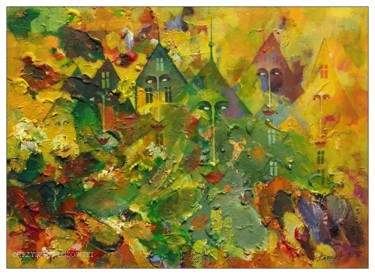Pintura titulada "City of Colour II" por Krzysztof Lozowski, Obra de arte original, Acrílico