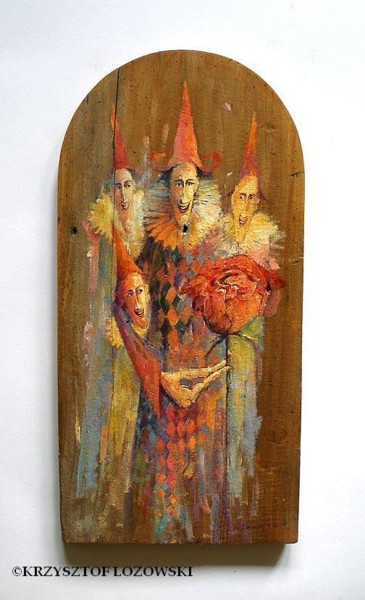 Painting titled "Zaczarowana róża /…" by Krzysztof Lozowski, Original Artwork, Acrylic