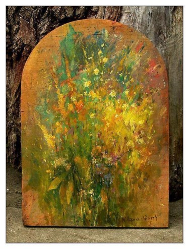 Peinture intitulée "Łąka / Meadow" par Krzysztof Lozowski, Œuvre d'art originale, Huile