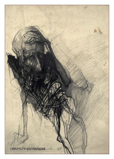 Рисунок под названием "Typ" - Krzysztof Lozowski, Подлинное произведение искусства