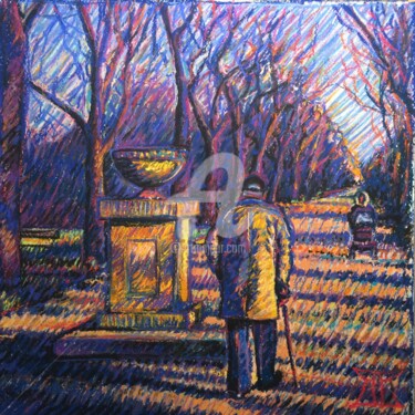 Malerei mit dem Titel "Morning Walk  in th…" von Krzysztof Kargol, Original-Kunstwerk, Pastell