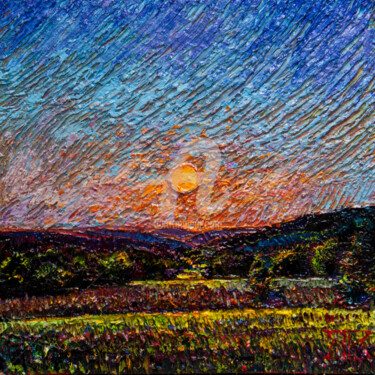 Painting titled "Where The Sun Sets" by Krzysztof Kargol, Original Artwork, Oil