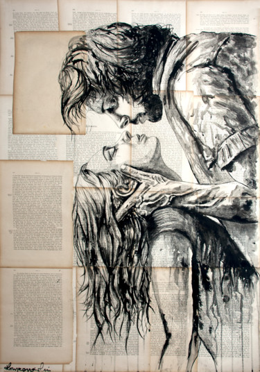 Malerei mit dem Titel "The fury of love" von Krzyzanowski Art, Original-Kunstwerk, Tinte
