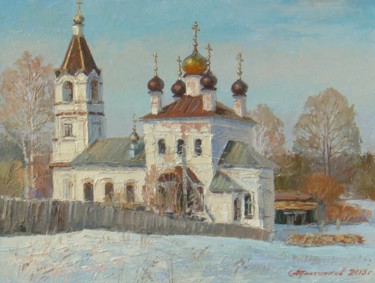 Картина под названием "Апрель в Вязовском" - Ksandro, Подлинное произведение искусства, Масло
