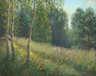 Peinture intitulée "На опушке леса" par Ksandro, Œuvre d'art originale, Huile