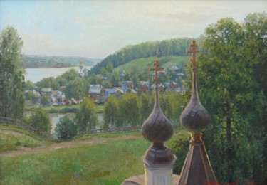 Painting titled "Утро на Соборной го…" by Ksandro, Original Artwork, Oil