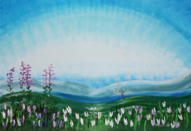 Peinture intitulée "Alaska spring lands…" par Ksavera, Œuvre d'art originale, Acrylique