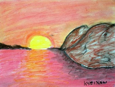 Peinture intitulée "Coucher de soleil s…" par Kseiran, Œuvre d'art originale, Huile