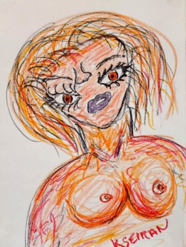 Peinture intitulée "portrait nu" par Kseiran, Œuvre d'art originale, Huile