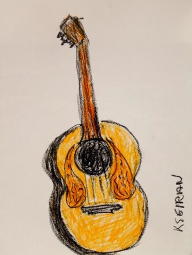 Peinture intitulée "Une guitare" par Kseiran, Œuvre d'art originale, Huile
