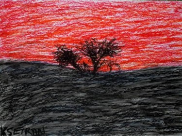 Dessin intitulée "Coucher de soleil 08" par Kseiran, Œuvre d'art originale
