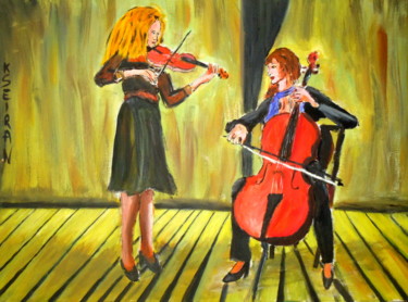 Peinture intitulée "les musiciens" par Kseiran, Œuvre d'art originale, Huile