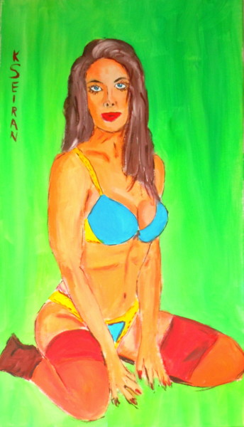 Peinture intitulée "moitié nue" par Kseiran, Œuvre d'art originale, Huile