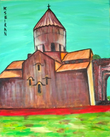Painting titled "eglise" by Kseiran, Original Artwork, Oil
