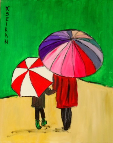 Schilderij getiteld "Pluie" door Kseiran, Origineel Kunstwerk, Olie