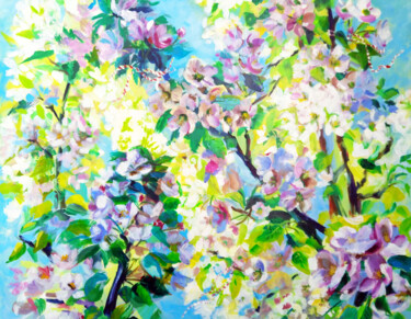 Schilderij getiteld "Blooming apple tree" door Kselma Randvald, Origineel Kunstwerk, Acryl