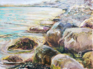 Картина под названием "Tranquil Shores: St…" - Kselma Randvald, Подлинное произведение искусства, Масло