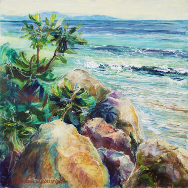 Картина под названием "Fig Tree Cove: Amid…" - Kselma Randvald, Подлинное произведение искусства, Масло