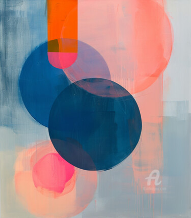 Arts numériques intitulée "Cool Blue Spheres 1" par Kselma Randvald, Œuvre d'art originale, Image générée par l'IA