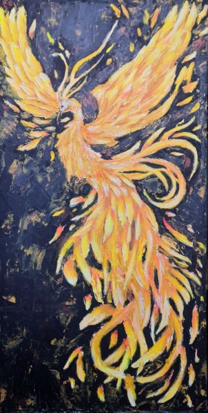 Картина под названием "Феникс" - Ксения Михеева, Подлинное произведение искусства, Акрил