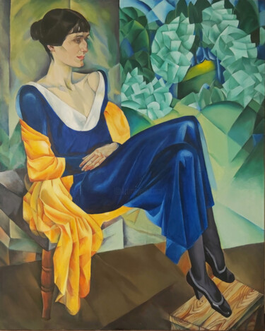 Картина под названием "Портрет Ахматовой,…" - Ксения Алексеева, Подлинное произведение искусства, Масло Установлен на Деревя…