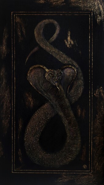 Pintura intitulada "Золотая кобра" por Kseniia Davydova, Obras de arte originais, Acrílico
