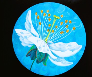 Peinture intitulée "Cherry blossom - tu…" par Оксана Кулиш, Œuvre d'art originale, Tempera