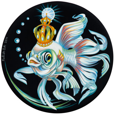 Картина под названием "King fish" - Оксана Кулиш, Подлинное произведение искусства, Темпера