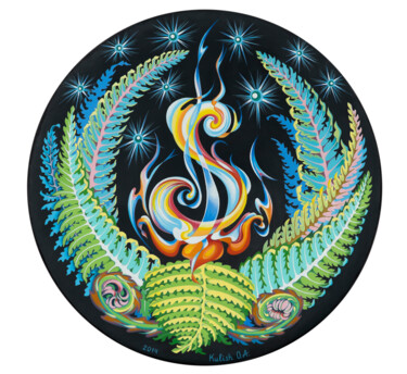 Картина под названием "The fern flower" - Оксана Кулиш, Подлинное произведение искусства, Темпера