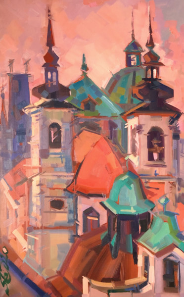 Malerei mit dem Titel "Prague" von Ksenia Senkevich, Original-Kunstwerk, Öl