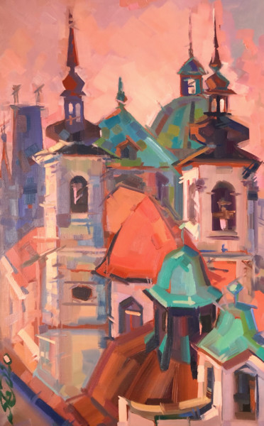 Pittura intitolato "Prague" da Ksenia Senkevich, Opera d'arte originale, Olio