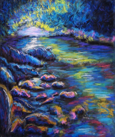 Painting titled "The Inner river, Pa…" by Ksenia Tsyganyuk, Original Artwork, Pastel Mounted on Other rigid panel