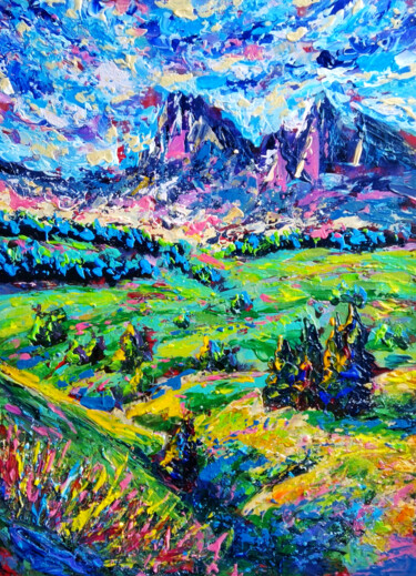 Картина под названием "The Dolomites" - Ksenia Tsyganyuk, Подлинное произведение искусства, Акрил