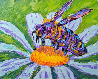 Peinture intitulée "Little bee" par Ksenia Tsyganyuk, Œuvre d'art originale, Acrylique