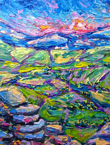 Malerei mit dem Titel "Mango sunset" von Ksenia Tsyganyuk, Original-Kunstwerk, Acryl