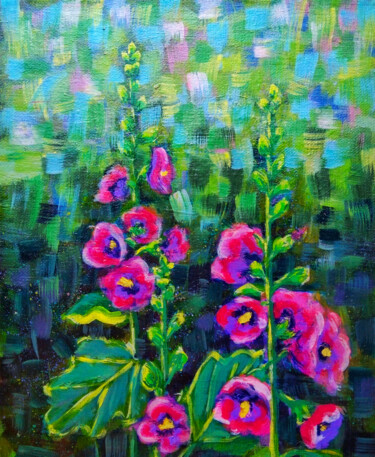 Painting titled "Mallow" by Ksenia Tsyganyuk, Original Artwork, Acrylic