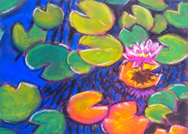 Painting titled "Waterlily" by Ksenia Tsyganyuk, Original Artwork, Pastel