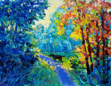 Painting titled "Morning forest" by Ksenia Tsyganyuk, Original Artwork, Acrylic