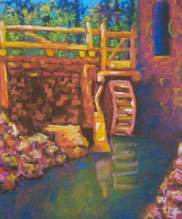 Painting titled "Watermill" by Ksenia Tsyganyuk, Original Artwork, Pastel