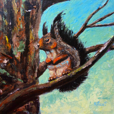 Painting titled "Squirrel" by Ksenia Tsyganyuk, Original Artwork, Acrylic