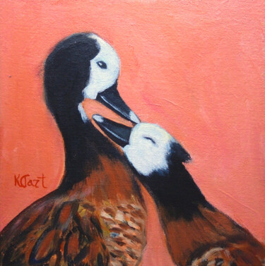 Картина под названием "Romantic ducks" - Ksenia Tsyganyuk, Подлинное произведение искусства, Акрил